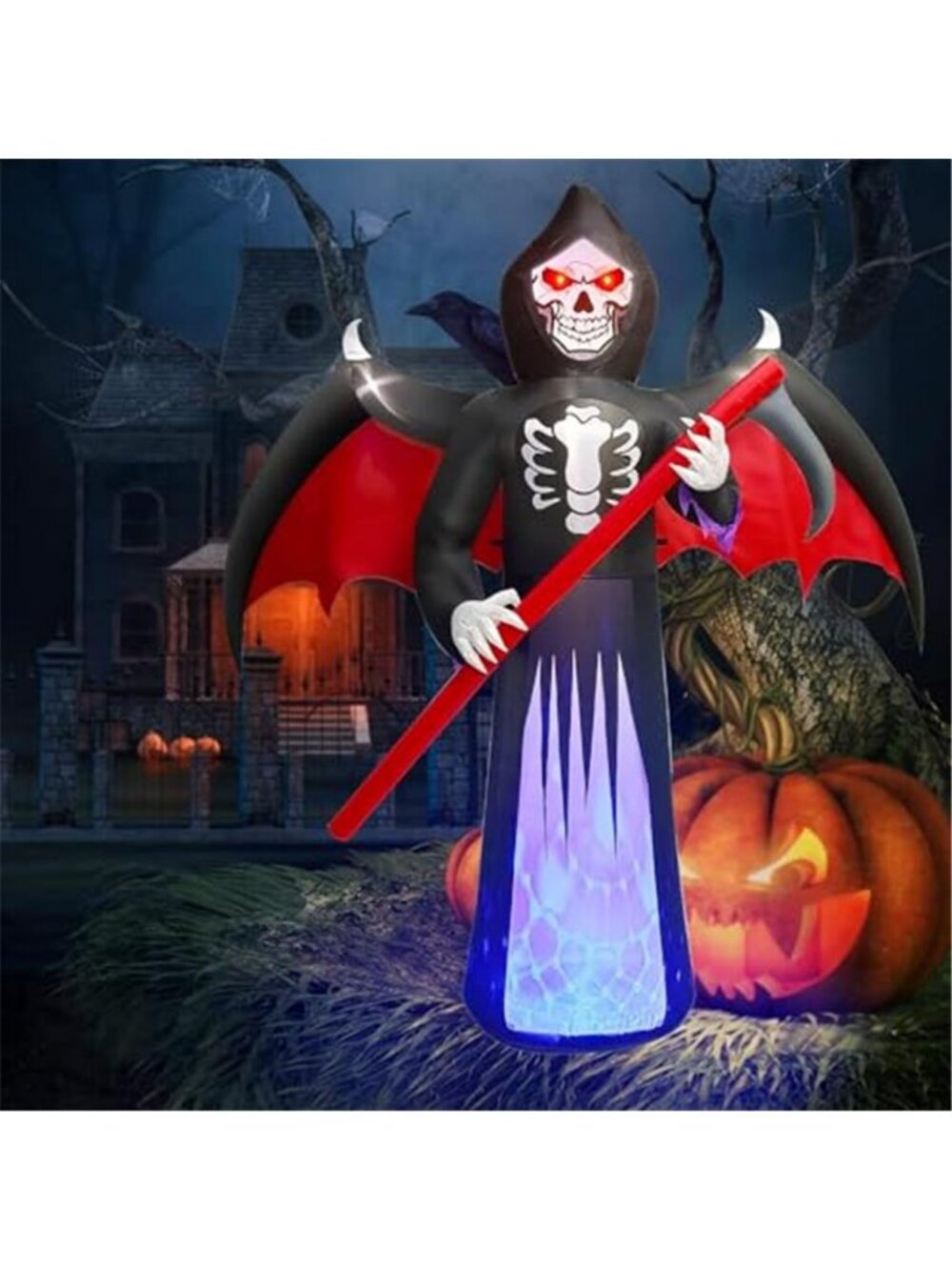 Kalolary 8.3FT Length Halloween Inflatables Outdoor Scythe Ghost Reaper, Blow